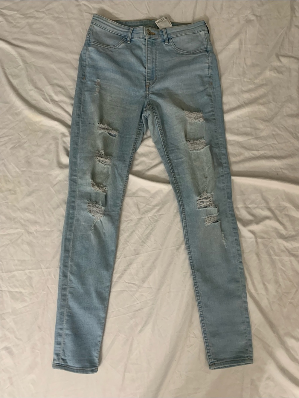 H&M Light Wash Ripped Skinny Jeans